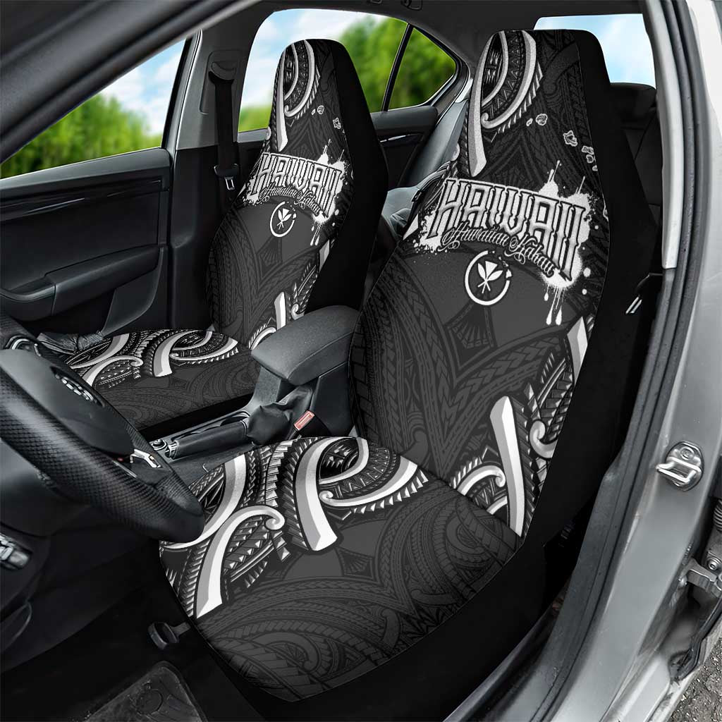 Traditional Art Hawaiian Kakau Tattoos Car Seat Cover White - Polynesian Pride