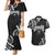 Traditional Art Hawaiian Kakau Tattoos Couples Matching Mermaid Dress and Hawaiian Shirt White - Polynesian Pride