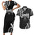 Traditional Art Hawaiian Kakau Tattoos Couples Matching Short Sleeve Bodycon Dress and Hawaiian Shirt White - Polynesian Pride