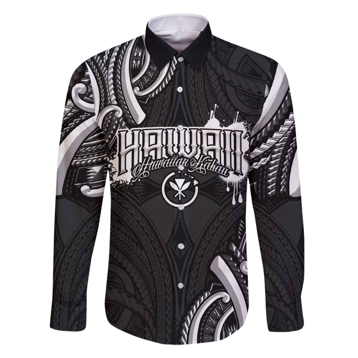 Traditional Art Hawaiian Kakau Tattoos Family Matching Off The Shoulder Long Sleeve Dress and Hawaiian Shirt White - Polynesian Pride