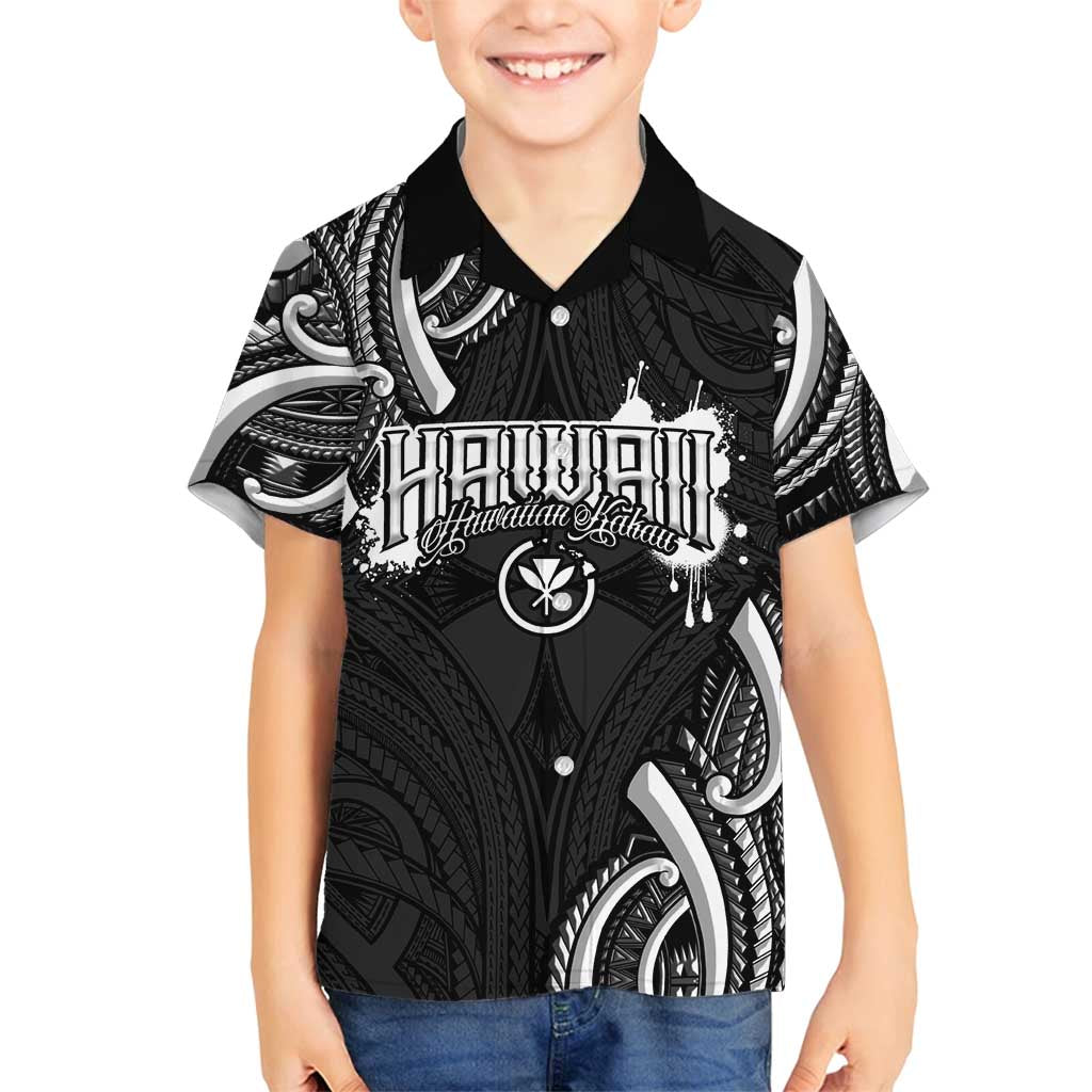 Traditional Art Hawaiian Kakau Tattoos Family Matching Off Shoulder Maxi Dress and Hawaiian Shirt White LT03 Son's Shirt White - Polynesian Pride