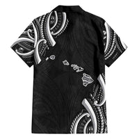 Traditional Art Hawaiian Kakau Tattoos Family Matching Off Shoulder Short Dress and Hawaiian Shirt White LT03 - Polynesian Pride