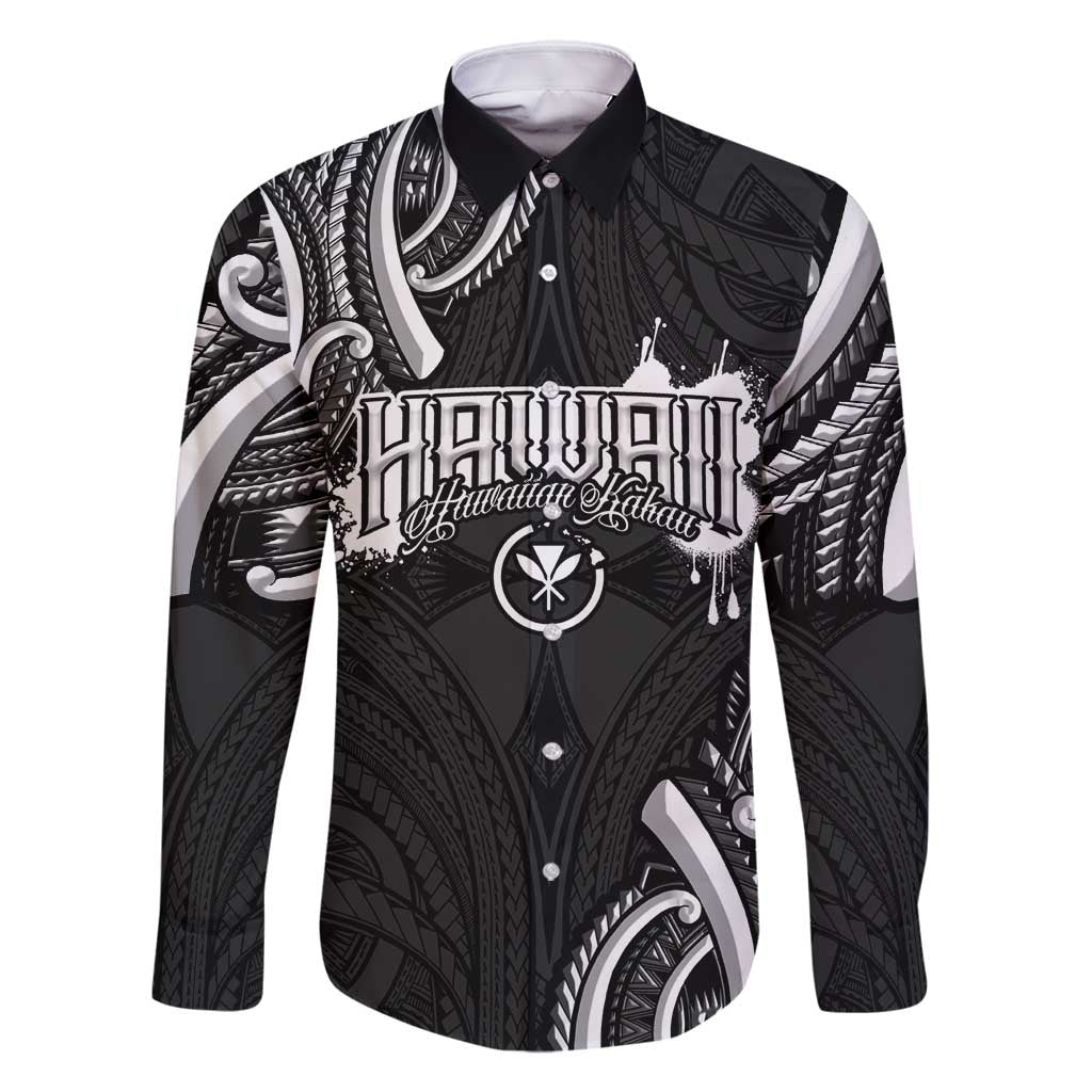 Traditional Art Hawaiian Kakau Tattoos Family Matching Off Shoulder Short Dress and Hawaiian Shirt White LT03 Dad's Shirt - Long Sleeve White - Polynesian Pride