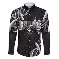 Traditional Art Hawaiian Kakau Tattoos Family Matching Off Shoulder Short Dress and Hawaiian Shirt White LT03 Dad's Shirt - Long Sleeve White - Polynesian Pride