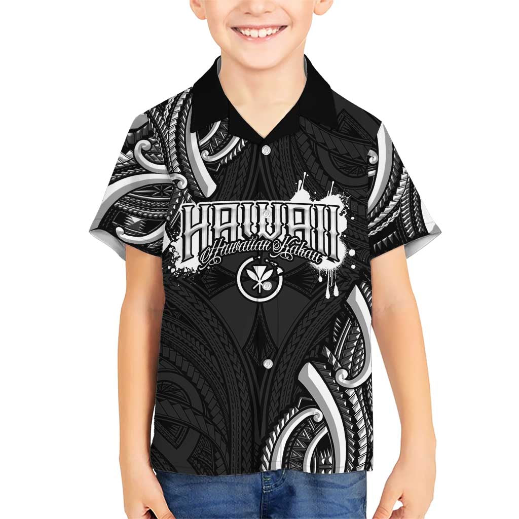 Traditional Art Hawaiian Kakau Tattoos Kid Hawaiian Shirt White - Polynesian Pride