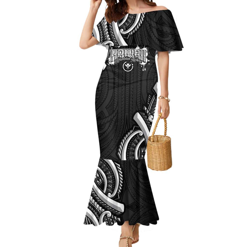 Traditional Art Hawaiian Kakau Tattoos Mermaid Dress White - Polynesian Pride