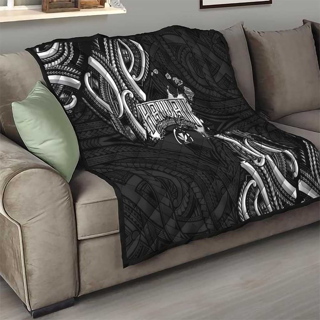 Traditional Art Hawaiian Kakau Tattoos Quilt White - Polynesian Pride