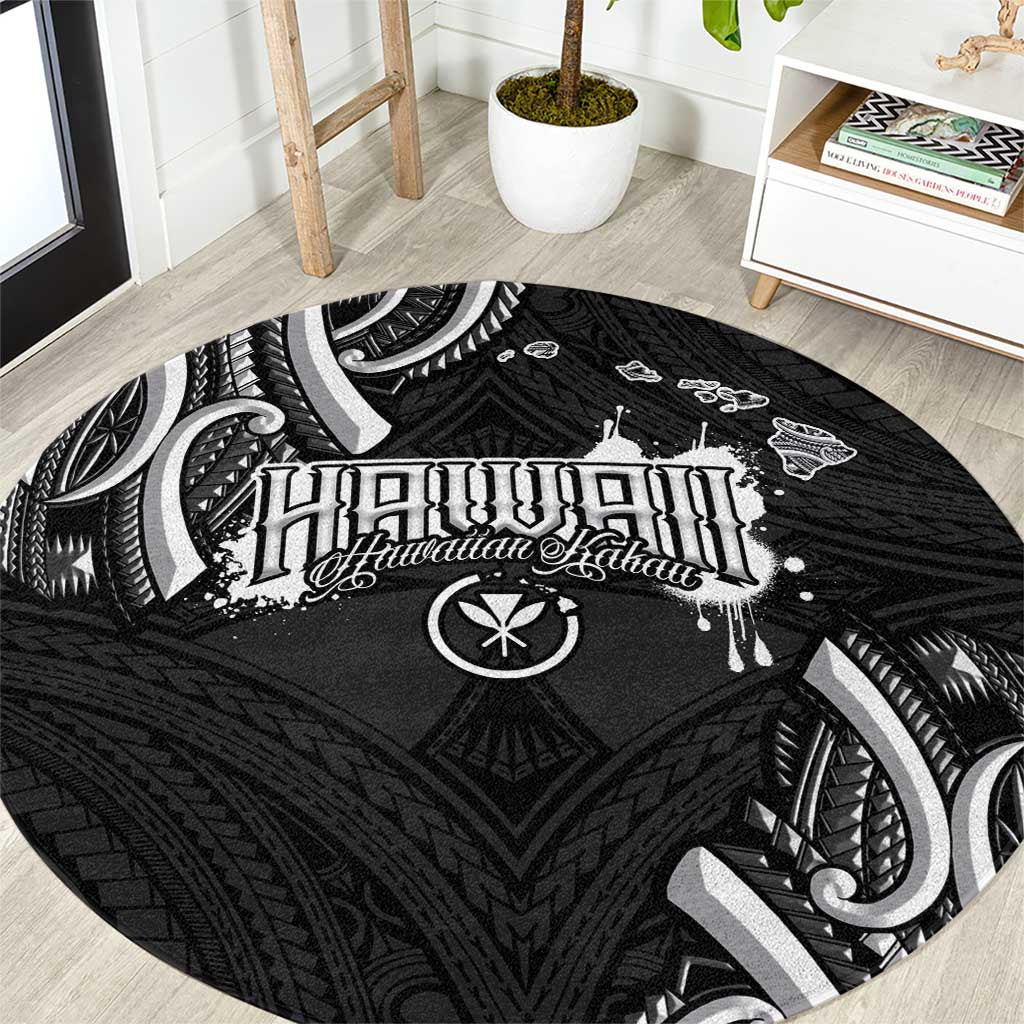 Traditional Art Hawaiian Kakau Tattoos Round Carpet White LT03 White - Polynesian Pride