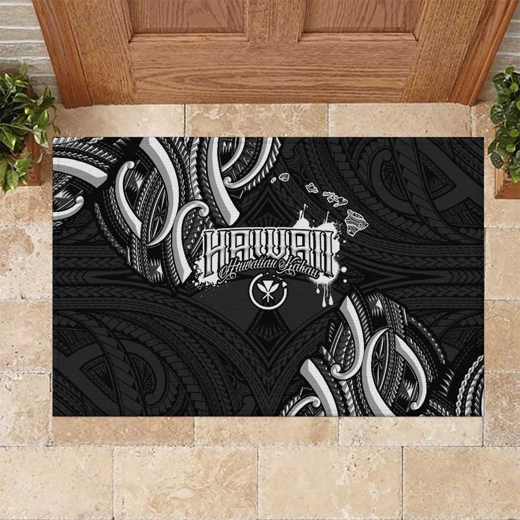 Traditional Art Hawaiian Kakau Tattoos Rubber Doormat White LT03 White - Polynesian Pride