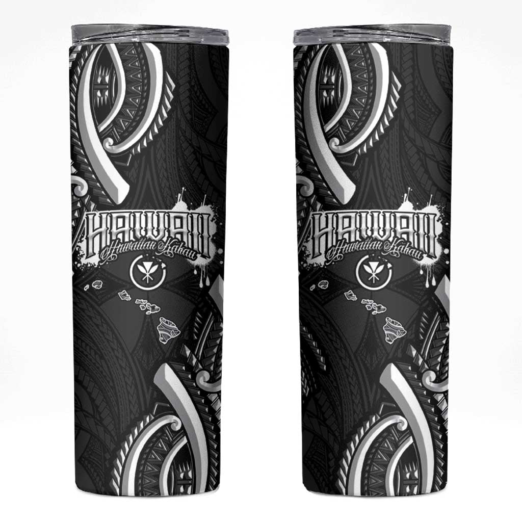 Traditional Art Hawaiian Kakau Tattoos Skinny Tumbler White - Polynesian Pride