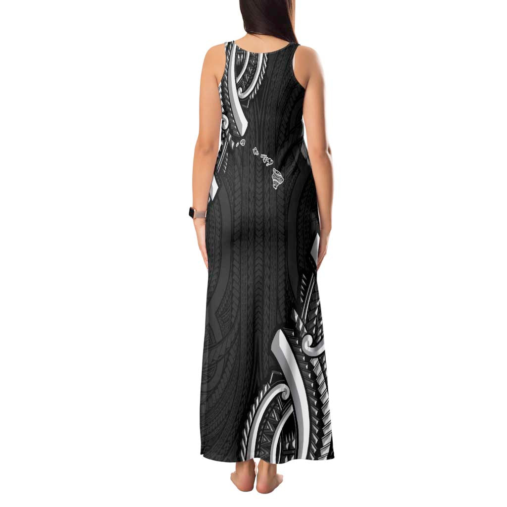Traditional Art Hawaiian Kakau Tattoos Tank Maxi Dress White - Polynesian Pride