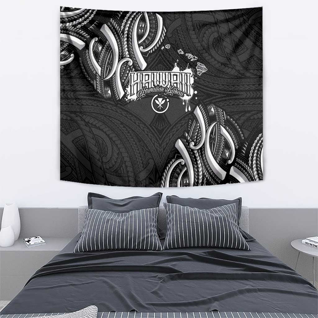 Traditional Art Hawaiian Kakau Tattoos Tapestry White - Polynesian Pride