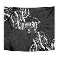 Traditional Art Hawaiian Kakau Tattoos Tapestry White - Polynesian Pride