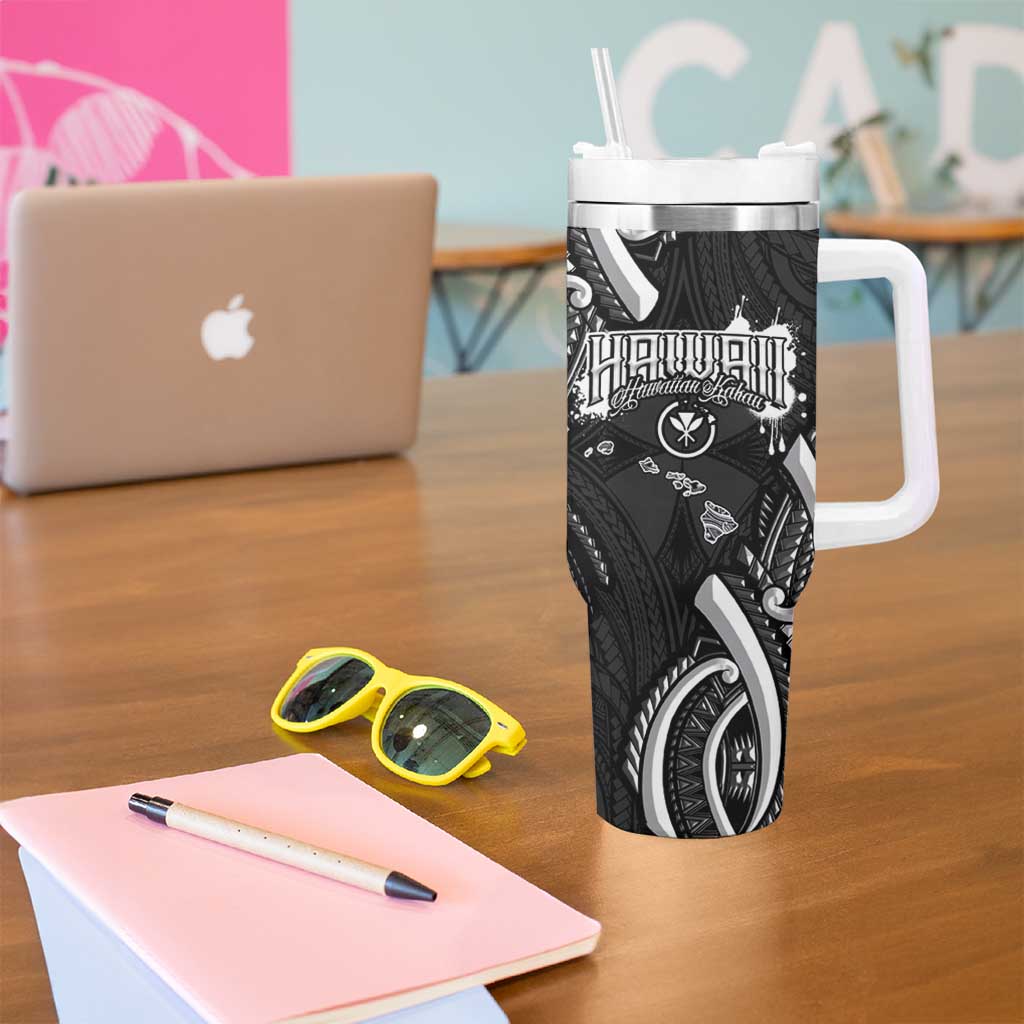 Traditional Art Hawaiian Kakau Tattoos Tumbler With Handle White - Polynesian Pride
