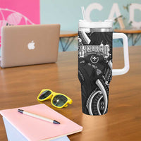 Traditional Art Hawaiian Kakau Tattoos Tumbler With Handle White - Polynesian Pride