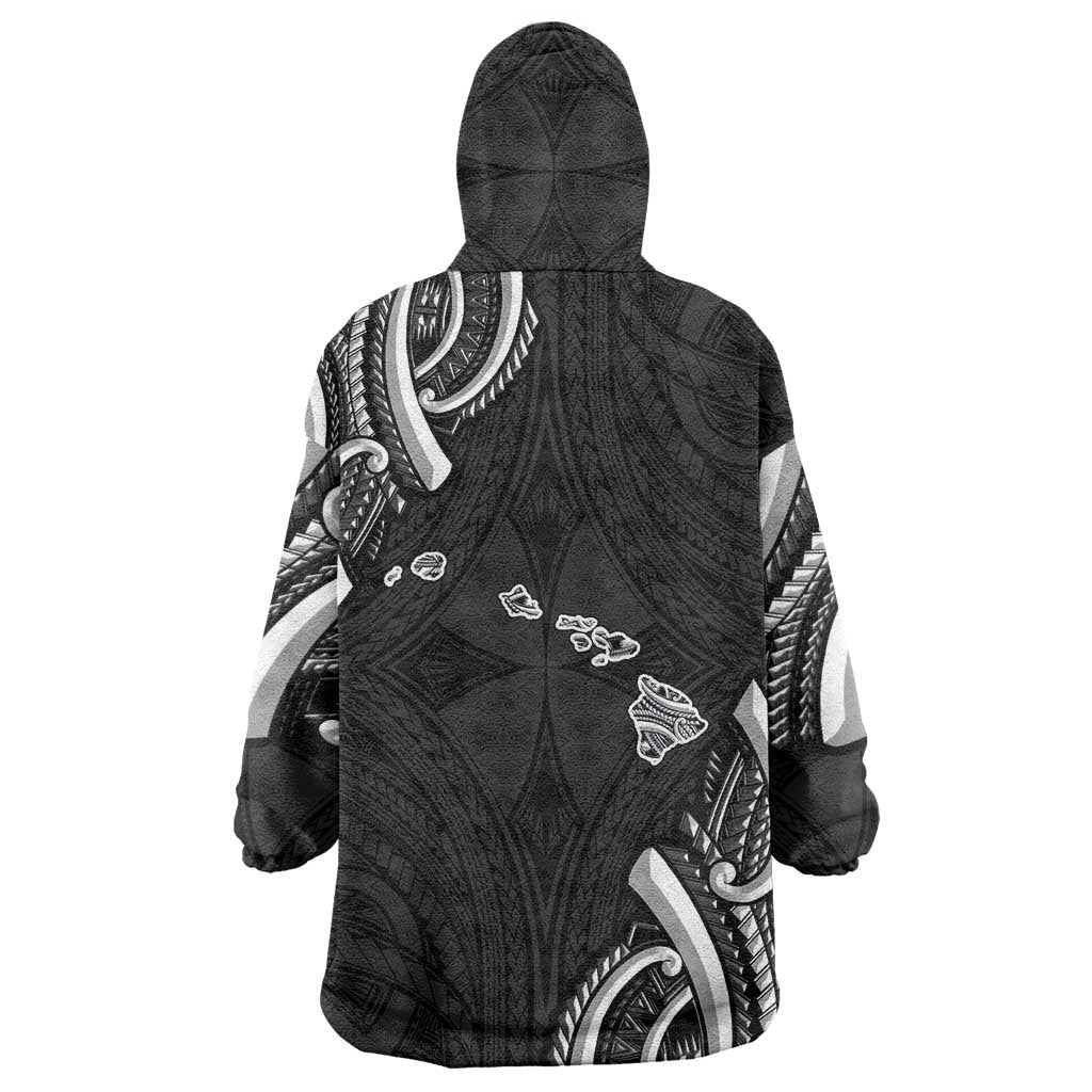 Traditional Art Hawaiian Kakau Tattoos Wearable Blanket Hoodie White - Polynesian Pride