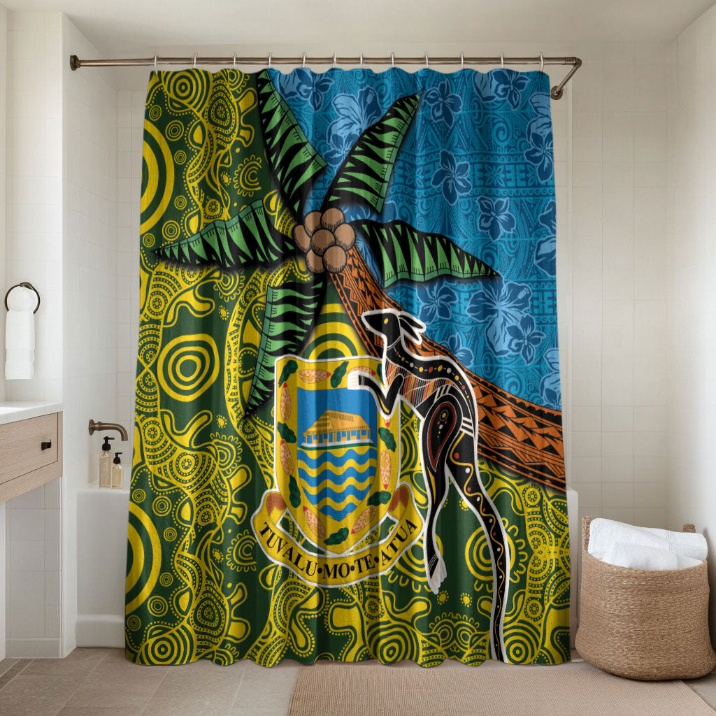 Tuvalu and Australia Together Bathroom Set Tapa Pattern and Aboriginal mix Culture