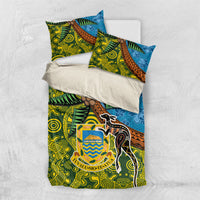 Tuvalu and Australia Together Bedding Set Tapa Pattern and Aboriginal mix Culture