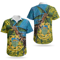 Tuvalu and Australia Together Couples Matching Short Sleeve Bodycon Dress and Hawaiian Shirt Tapa Pattern and Aboriginal mix Culture