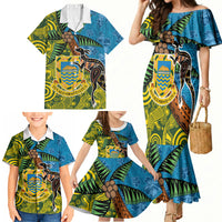 Tuvalu and Australia Together Family Matching Mermaid Dress and Hawaiian Shirt Tapa Pattern and Aboriginal mix Culture
