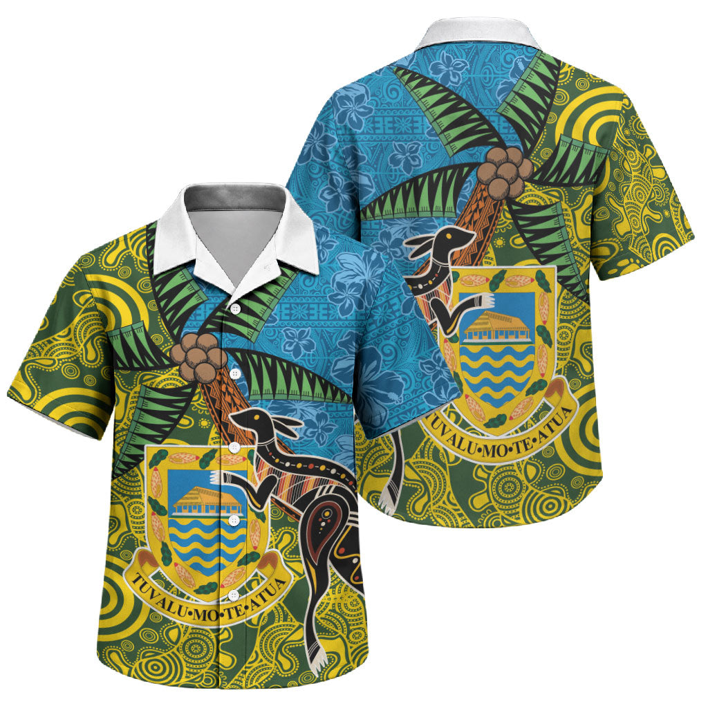 Tuvalu and Australia Together Family Matching Mermaid Dress and Hawaiian Shirt Tapa Pattern and Aboriginal mix Culture