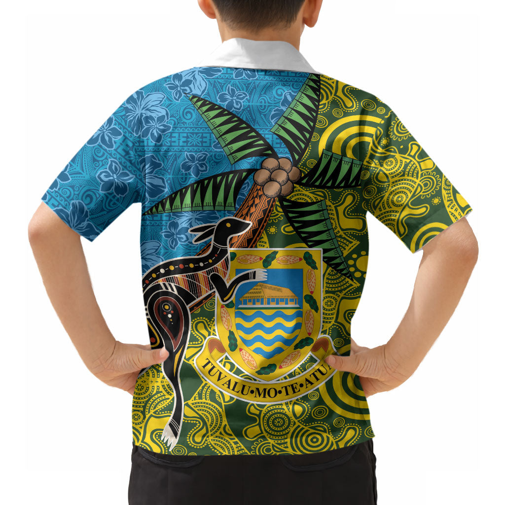 Tuvalu and Australia Together Hawaiian Shirt Tapa Pattern and Aboriginal mix Culture LT03 - Polynesian Pride