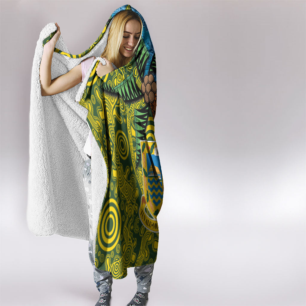 Tuvalu and Australia Together Hooded Blanket Tapa Pattern and Aboriginal mix Culture