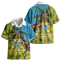 Tuvalu and Australia Together Kid Hawaiian Shirt Tapa Pattern and Aboriginal mix Culture LT03 - Polynesian Pride
