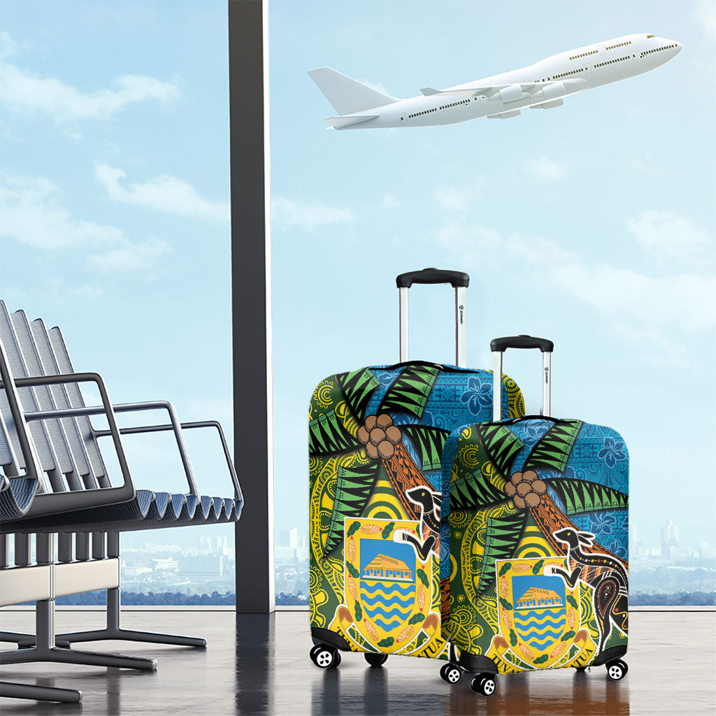 Tuvalu and Australia Together Luggage Cover Tapa Pattern and Aboriginal mix Culture