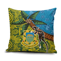 Tuvalu and Australia Together Pillow Cover Tapa Pattern and Aboriginal mix Culture