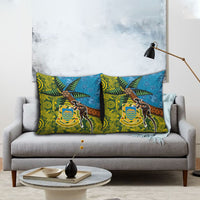 Tuvalu and Australia Together Pillow Cover Tapa Pattern and Aboriginal mix Culture