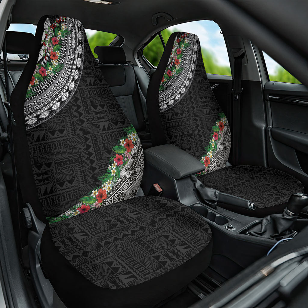 Fiji Hibiscus Car Seat Cover Tapa Masi Motifs with Tropical Plants