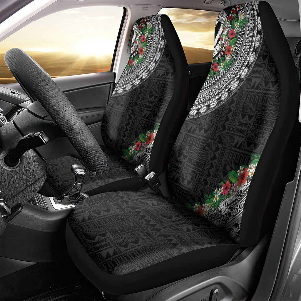 Fiji Hibiscus Car Seat Cover Tapa Masi Motifs with Tropical Plants