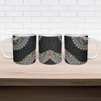 Fiji Hibiscus Ceramic Mug Tapa Masi Motifs with Tropical Plants