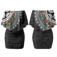Fiji Hibiscus Family Matching Off Shoulder Short Dress and Hawaiian Shirt Tapa Masi Motifs with Tropical Plants