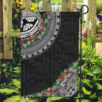 Fiji Hibiscus Garden Flag Tapa Masi Motifs with Tropical Plants LT03 Garden Flag Black - Polynesian Pride