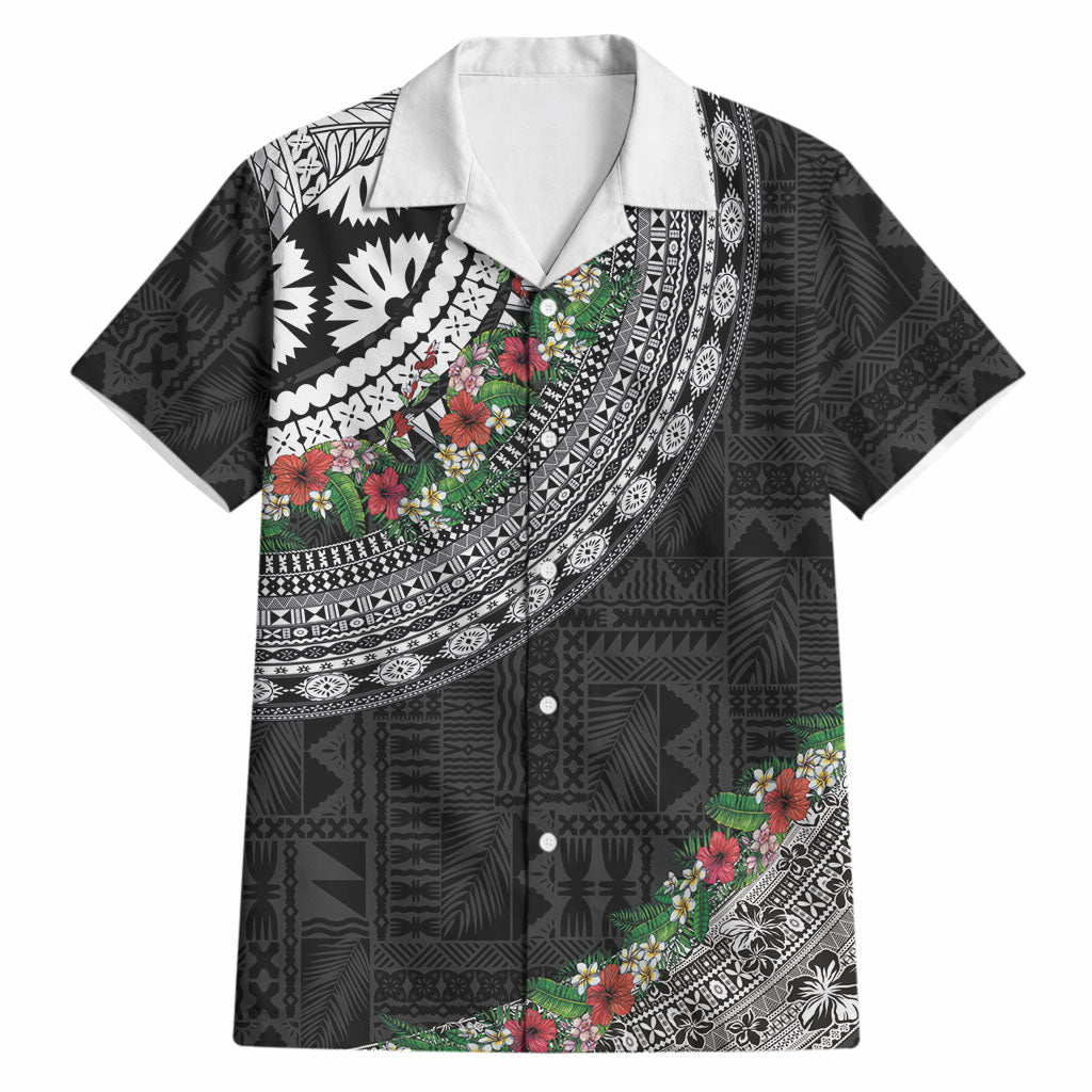 Fiji Hibiscus Hawaiian Shirt Tapa Masi Motifs with Tropical Plants