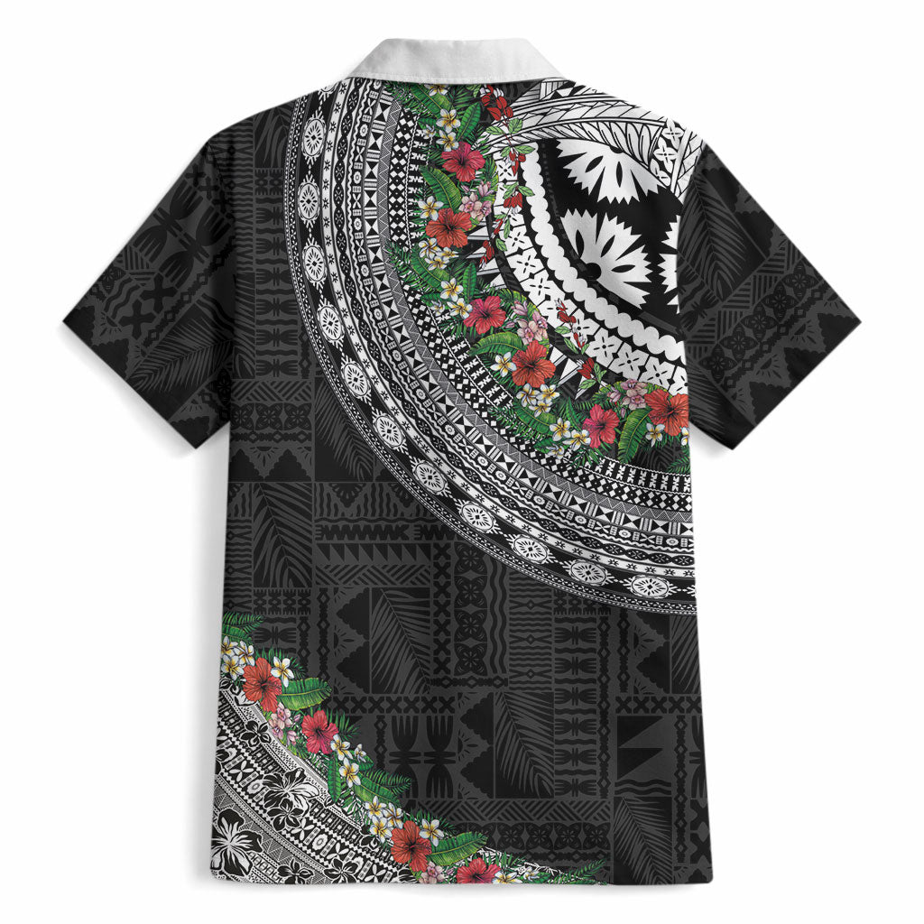 Fiji Hibiscus Hawaiian Shirt Tapa Masi Motifs with Tropical Plants