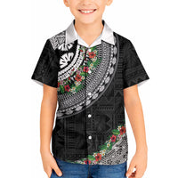 Fiji Hibiscus Kid Hawaiian Shirt Tapa Masi Motifs with Tropical Plants