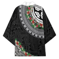 Fiji Hibiscus Kimono Tapa Masi Motifs with Tropical Plants