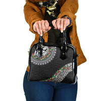 Fiji Hibiscus Shoulder Handbag Tapa Masi Motifs with Tropical Plants