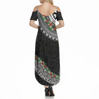 Fiji Hibiscus Summer Maxi Dress Tapa Masi Motifs with Tropical Plants