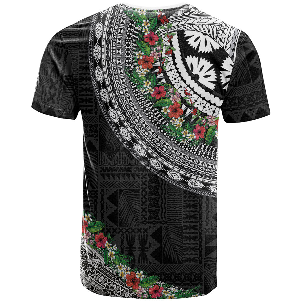 Fiji Hibiscus T Shirt Tapa Masi Motifs with Tropical Plants LT03 - Polynesian Pride