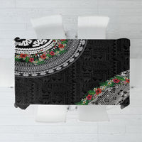 Fiji Hibiscus Tablecloth Tapa Masi Motifs with Tropical Plants