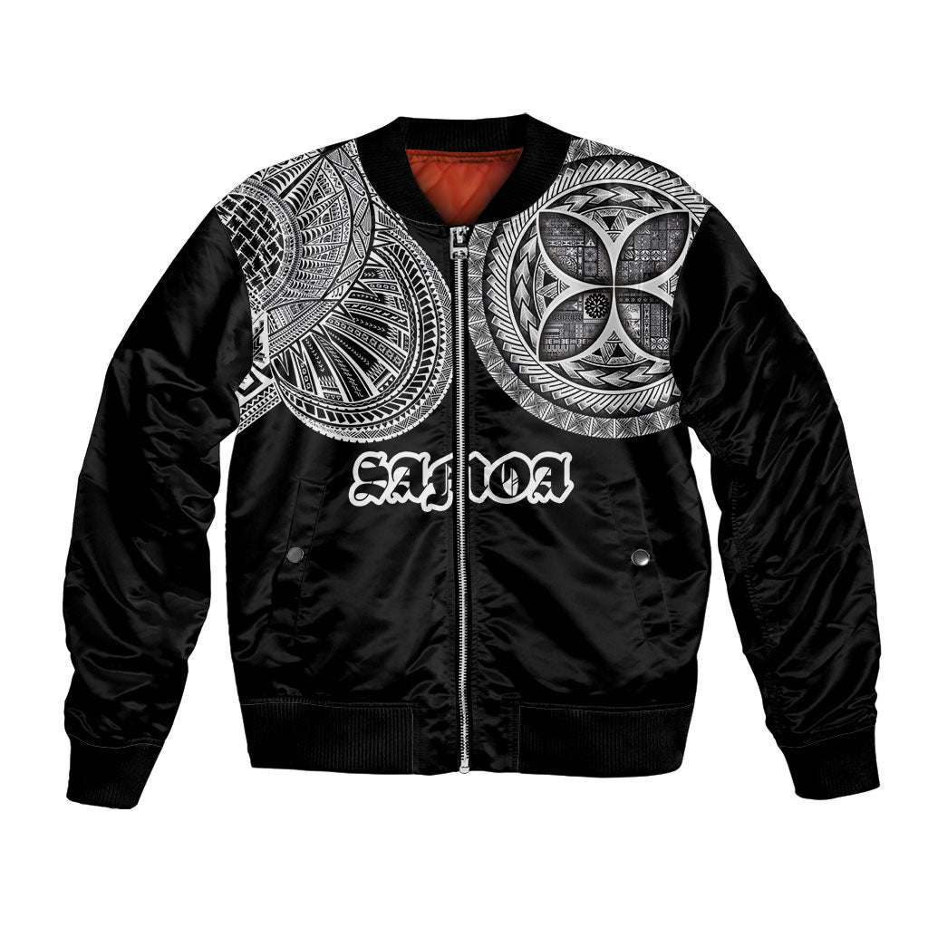 Samoa Traditional Tattoo Bomber Jacket Tribal Tatau Pattern LT03 Unisex Black - Polynesian Pride