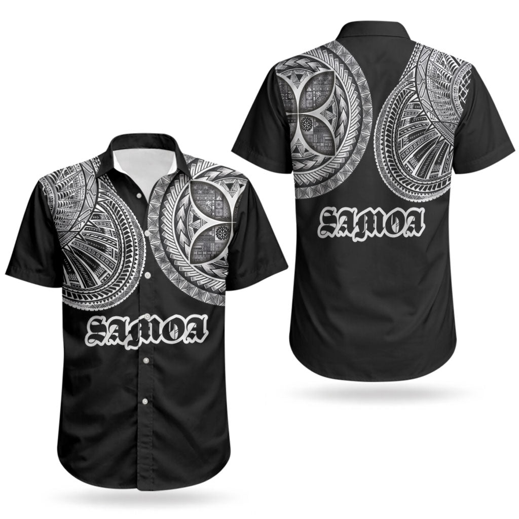 Samoa Traditional Tattoo Couples Matching Long Sleeve Bodycon Dress and Hawaiian Shirt Tribal Tatau Pattern