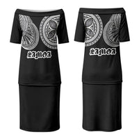 Samoa Traditional Tattoo Couples Matching Puletasi and Long Sleeve Button Shirt Tribal Tatau Pattern LT03 - Polynesian Pride