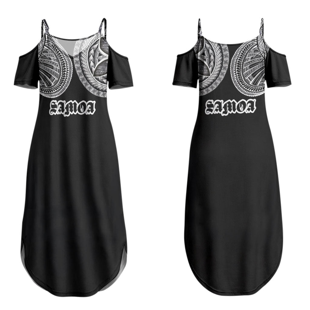 Samoa Traditional Tattoo Couples Matching Summer Maxi Dress and Hawaiian Shirt Tribal Tatau Pattern LT03 - Polynesian Pride