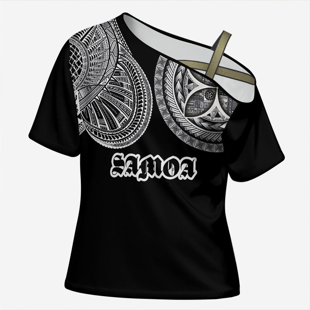 Samoa Traditional Tattoo Cross Shoulder Shirt Tribal Tatau Pattern