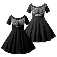 Samoa Traditional Tattoo Family Matching Off The Shoulder Long Sleeve Dress and Hawaiian Shirt Tribal Tatau Pattern